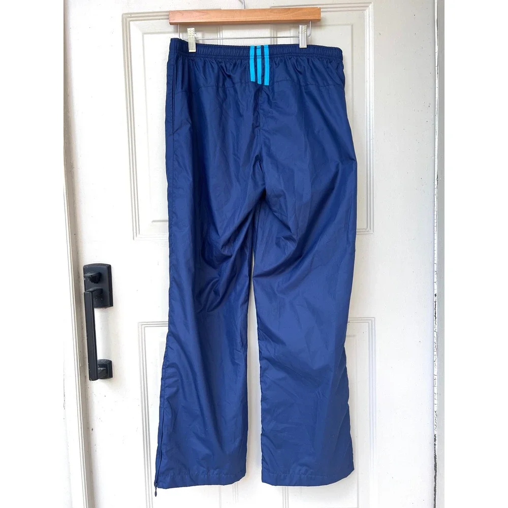 Vintage Adidas Wind Pants Mens Medium Blue Mesh Lined Ankle Zip Y2K Tracksuit